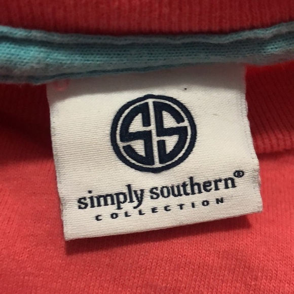 Simply Southern Shirt SZ Small Long Sleeve “K” Embroidery Peach Color - Picture 4 of 7